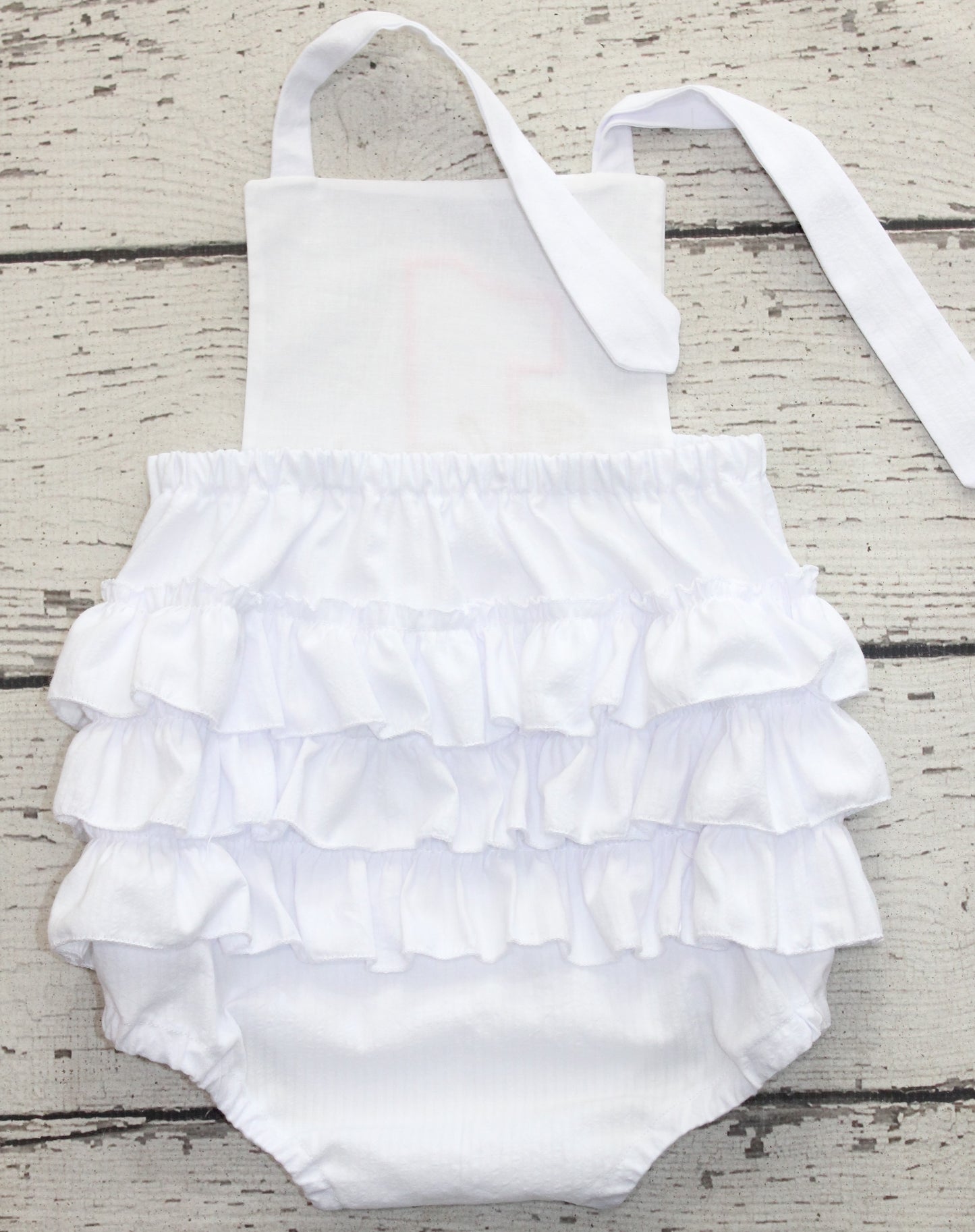 Monogrammed First Birthday Bubble, White and Pink Ruffle Bubble