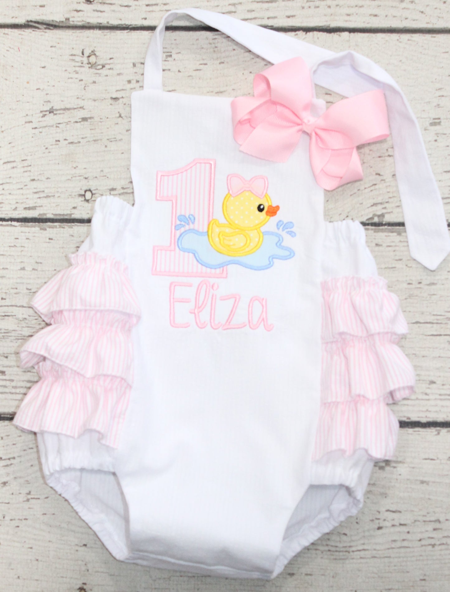 Monogrammed Rubber Ducky Birthday Bubble, Rubber Ducky First Birthday Outfit