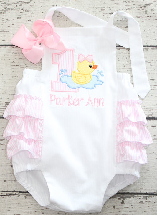 Monogrammed Rubber Ducky Birthday Bubble, Rubber Ducky First Birthday Outfit