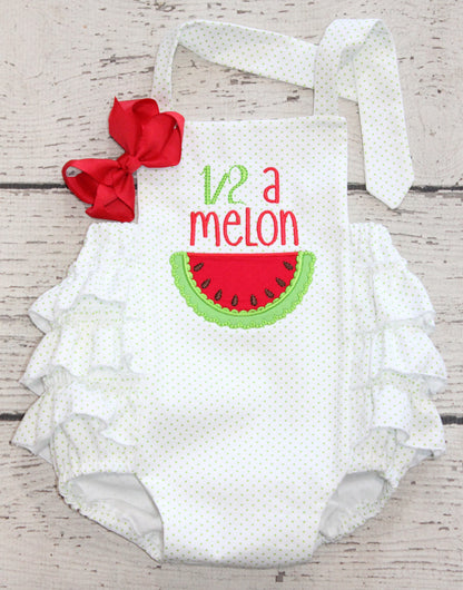 Monogrammed Watermelon First Birthday Bubble, 1/2 Birthday Watermelon Bubble