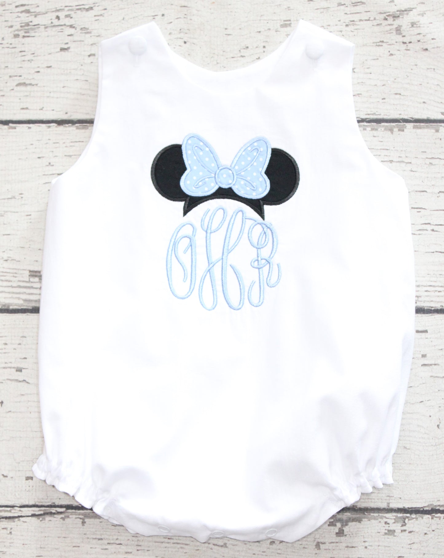 Classic Monogrammed Minnie Bubble White and Blue