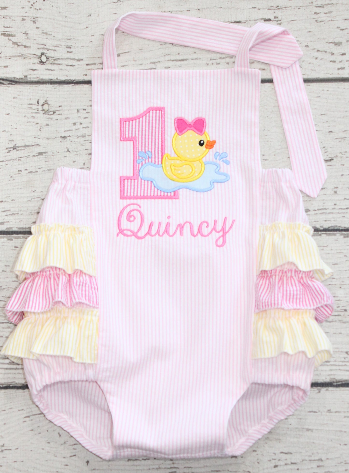 Monogrammed Rubber Ducky Birthday Bubble, Rubber Ducky First Birthday Outfit