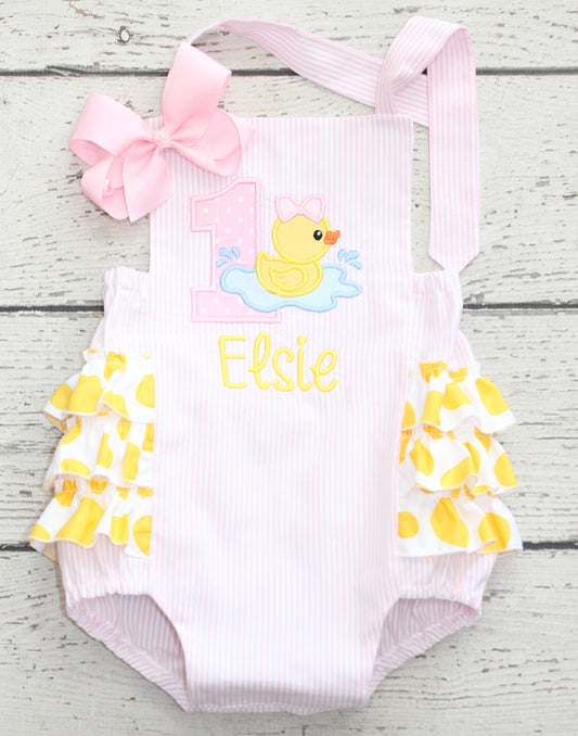 Monogrammed Rubber Ducky Birthday Bubble, Rubber Ducky First Birthday Outfit