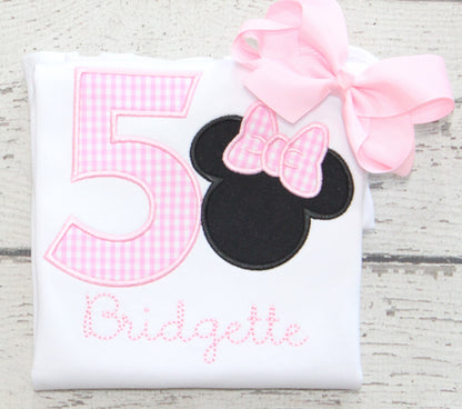 Monogrammed Birthday Minnie Shirt, Monogrammed Pink Minnie Birthday Outfit