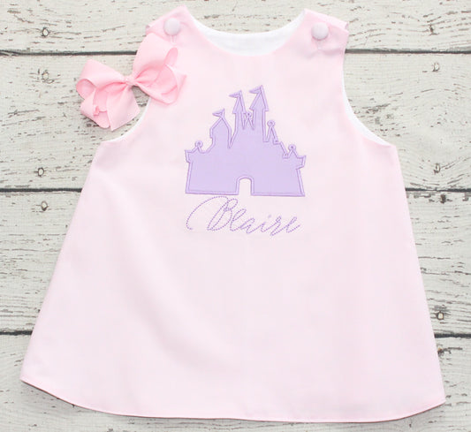 Monogrammed Pink and Purple Castle Dress, Magic Kingdom Monogrammed Dress