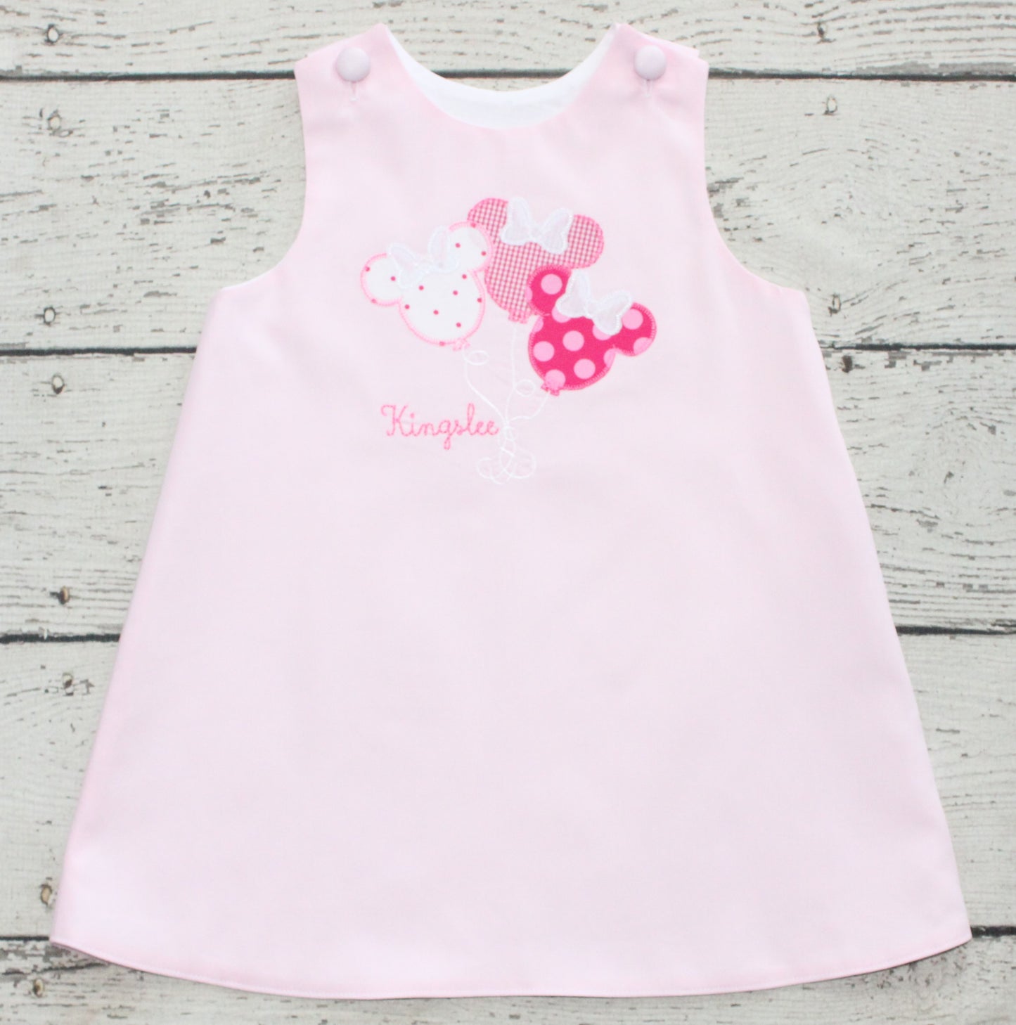 Monogrammed Minnie Balloon Dress, Pink Minnie Balloon Dress