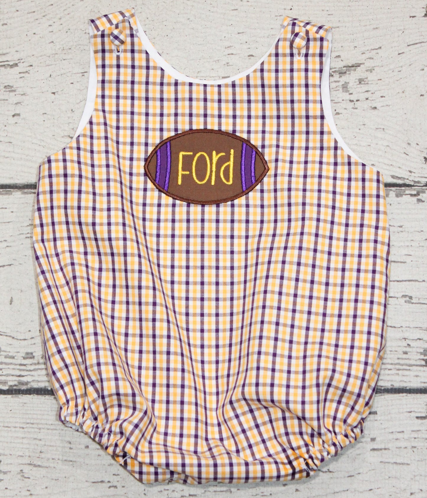Monogrammed Purple and Gold Football Bubble