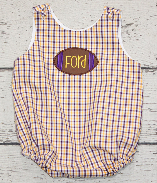 Monogrammed Purple and Gold Football Bubble