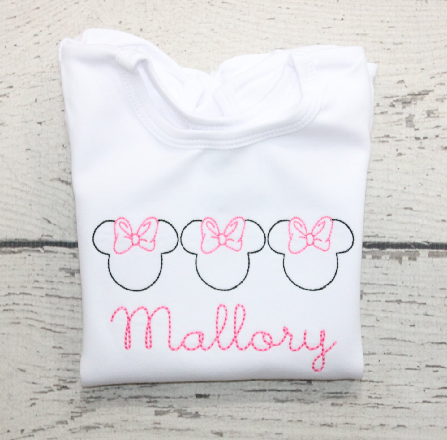 Monogrammed Vintage Stitch Minnie Pink shirt