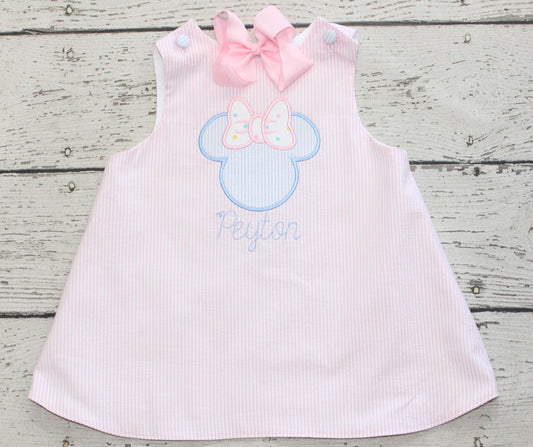 Monogrammed Minnie Pink and Blue Pastel Dress