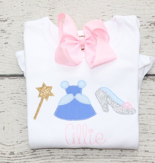 Monogrammed Vintage Cinderella Ruffle Shirt, Monogrammed Princess Shirt