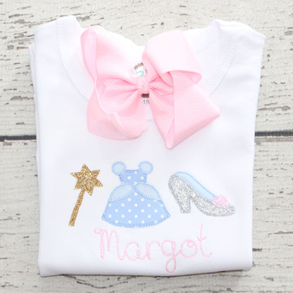 Monogrammed Vintage Cinderella Ruffle Shirt, Monogrammed Princess Shirt