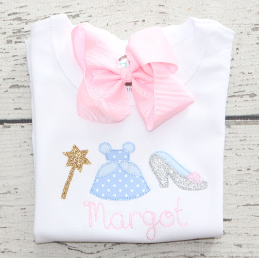 Monogrammed Vintage Cinderella Ruffle Shirt, Monogrammed Princess Shirt