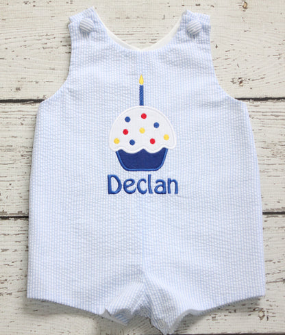 Monogrammed Cupcake Birthday Shortall, Primary Color Monogrammed Cupcake Jon jon