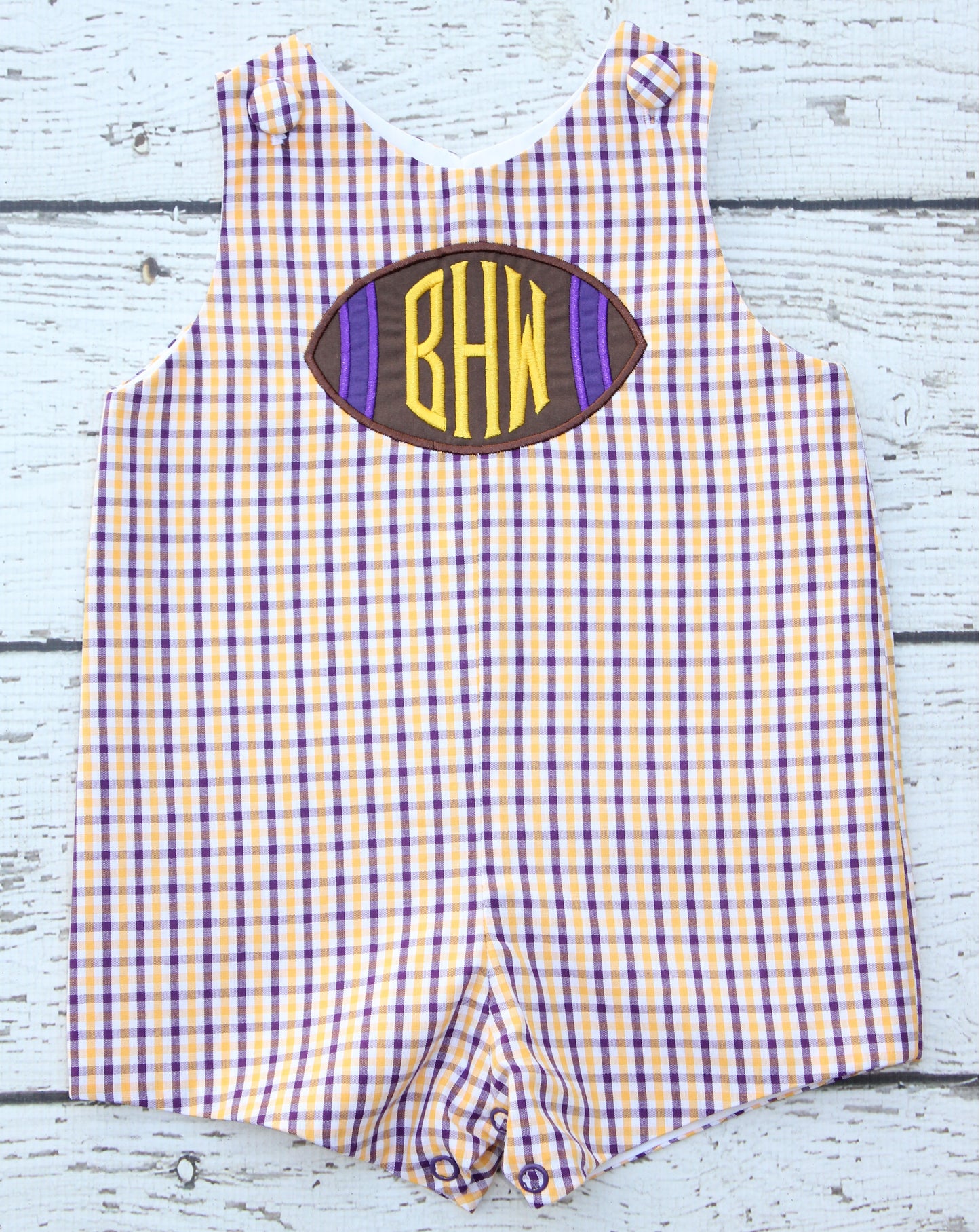 Monogrammed Purple and Gold Football Jon Jon