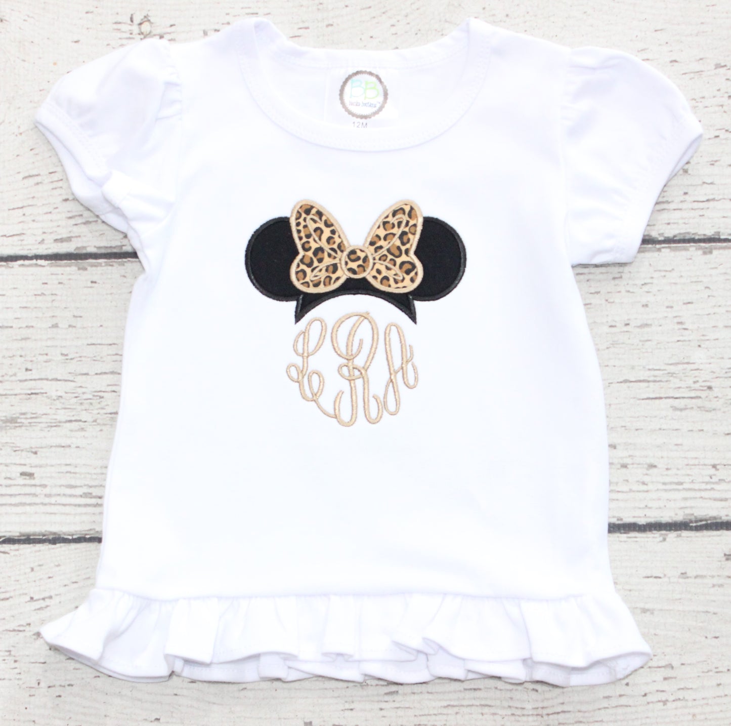 Monogrammed Leopard Minnie Shirt, Monogrammed Animal Kingdom Minnie Ruffle Shirt