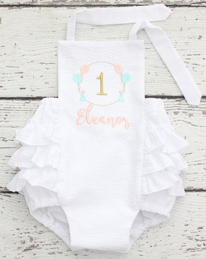 Monogrammed First Birthday Balloon Bubble