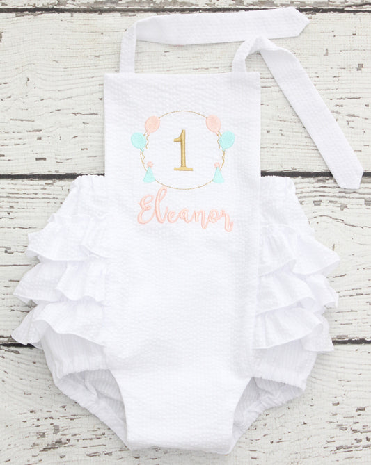 Monogrammed First Birthday Balloon Bubble