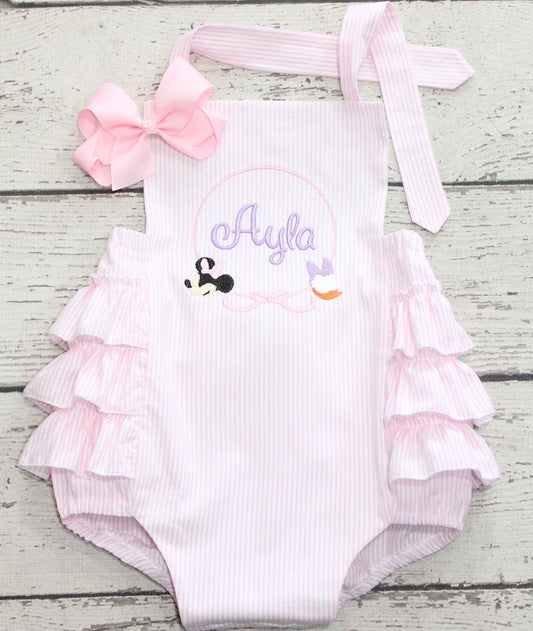 Monogrammed Minnie and Daisy Ruffle Bubble