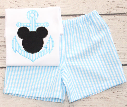 Monogrammed Mickey Cruise Outfit, Mickey anchor shirt