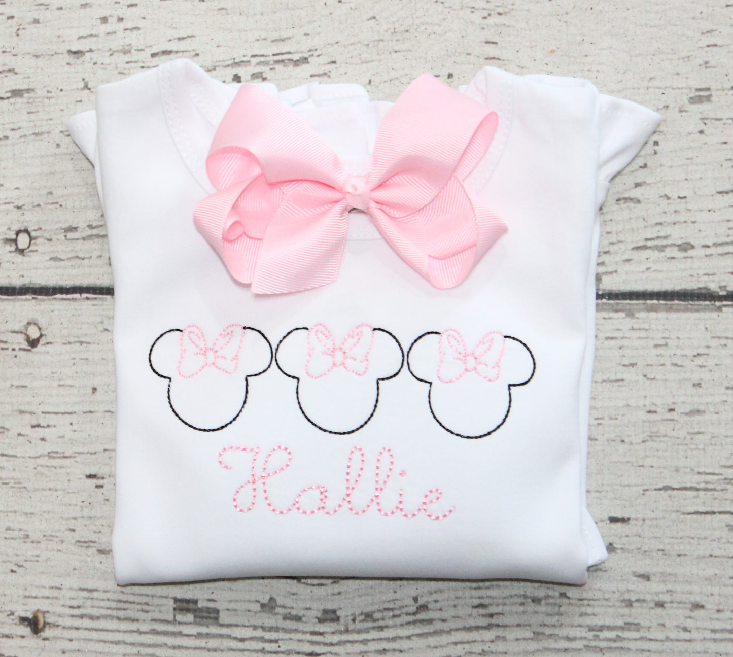 Monogrammed Vintage Stitch Minnie Pink shirt