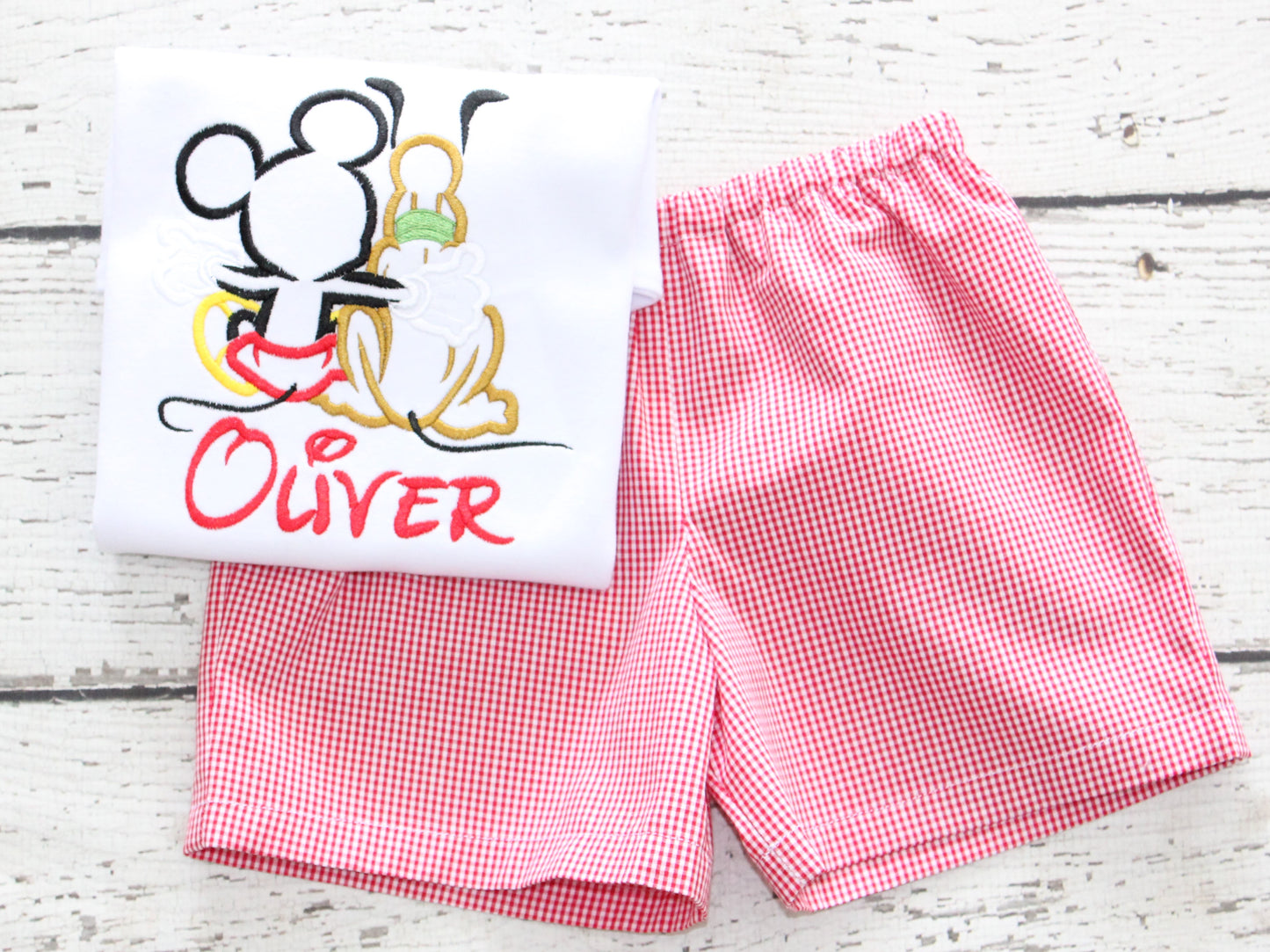 Monogrammed Mickey and Pluto Shorts Set