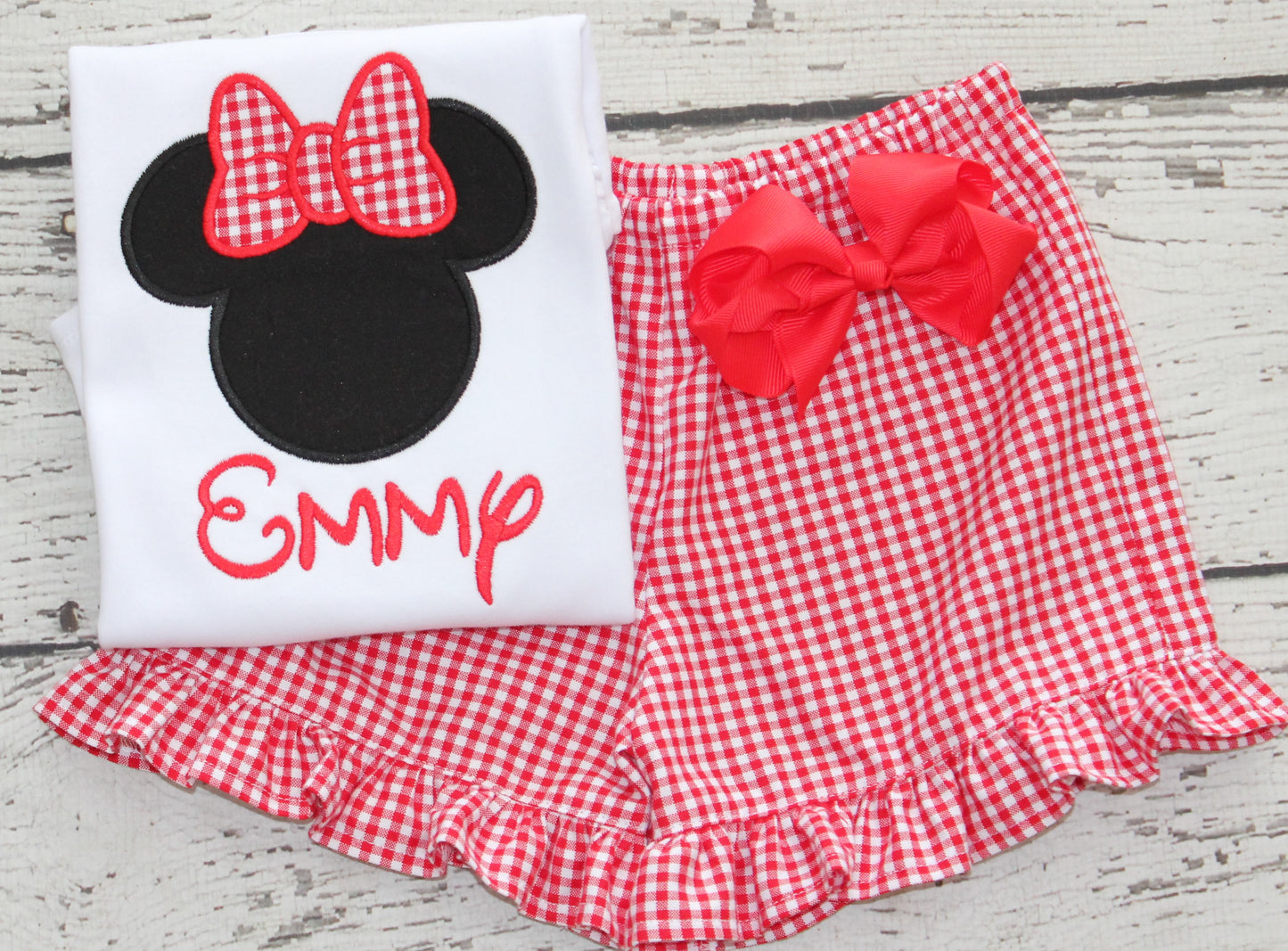 Monogrammed Minnie Bloomer Set, Classic Minnie Gingham Outfit