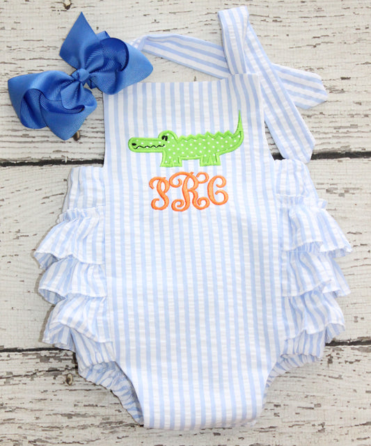 Monogrammed Gator Ruffle Bubble