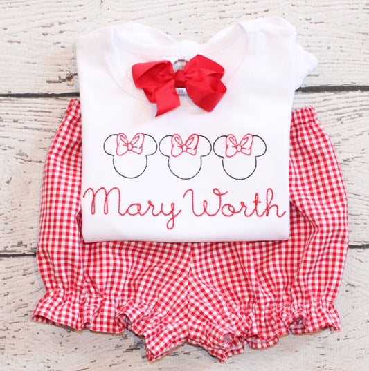 Monogrammed Minnie Bloomer Set, Classic Minnie Gingham Outfit