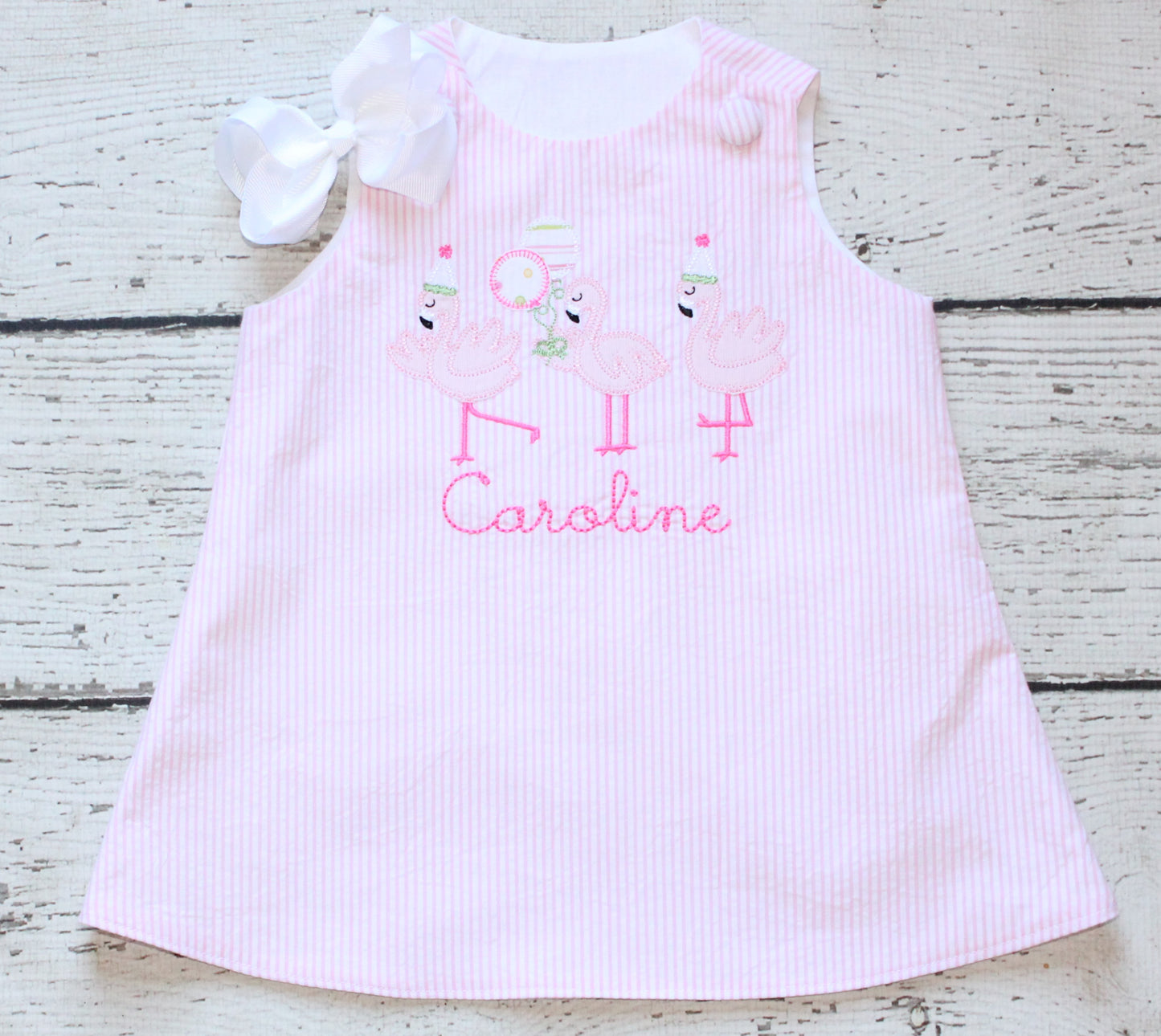 Monogrammed Flamingo Dress, Pink Flamingo Birthday Outfit