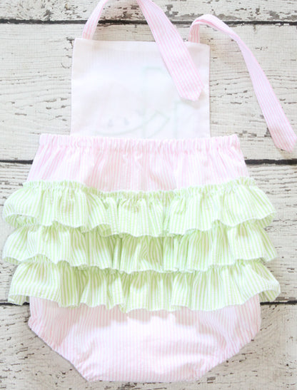 Monogrammed Watermelon Birthday Bubble, Pink and Green Watermelon First Birthday Outfit