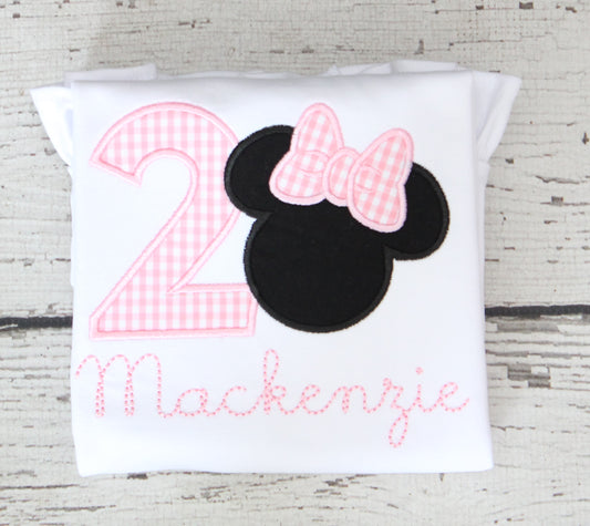 Monogrammed Birthday Minnie Shirt, Monogrammed Pink Minnie Birthday Outfit