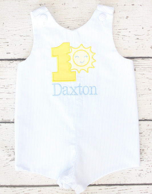 Monogrammed Sunshine Birthday Shortall, You are my Sunshine Birthday Outfit