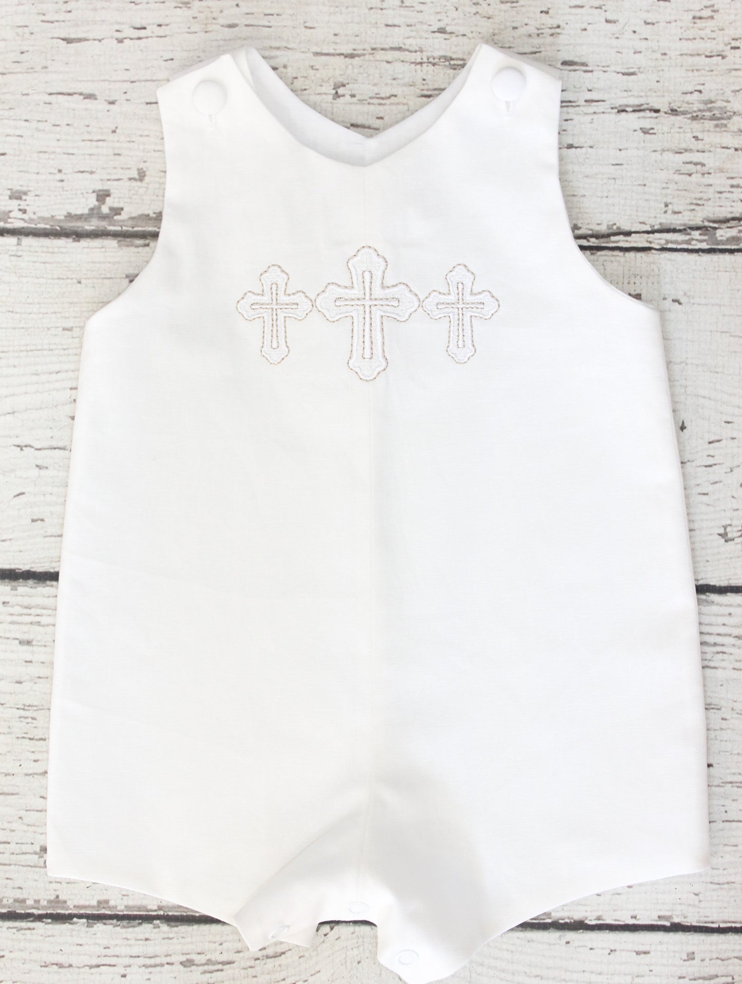 Monogrammed Cross Linen Shortall, Monogrammed Easter Jon Jon