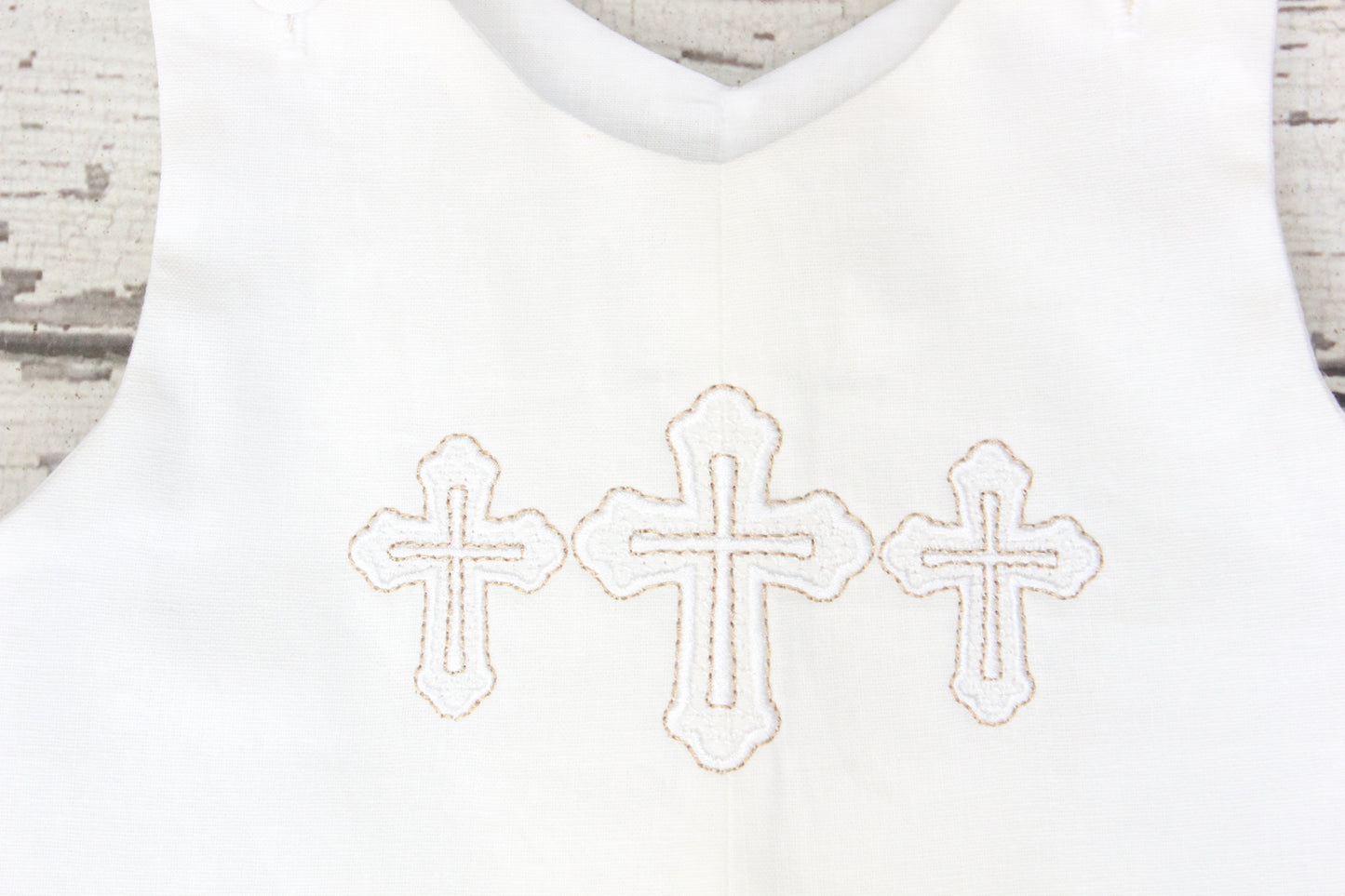 Monogrammed Cross Linen Shortall, Monogrammed Easter Jon Jon