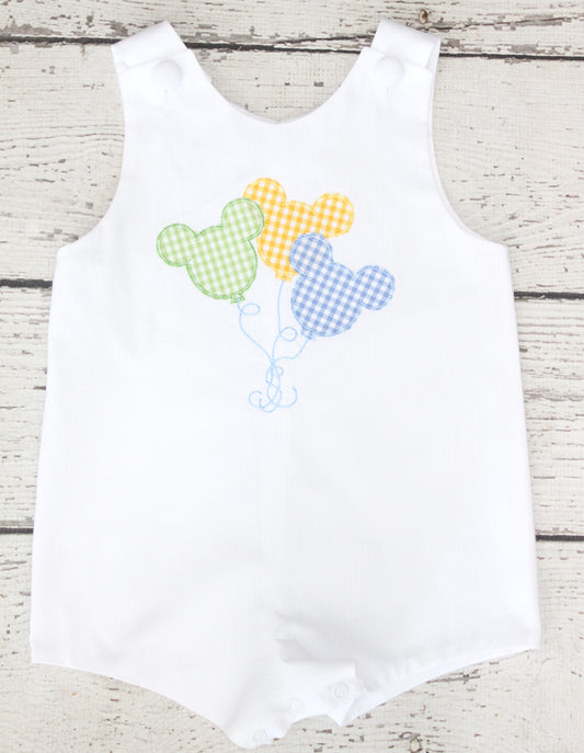 Monogrammed Mickey Balloon Jon Jon, Pastel Mickey Shortall