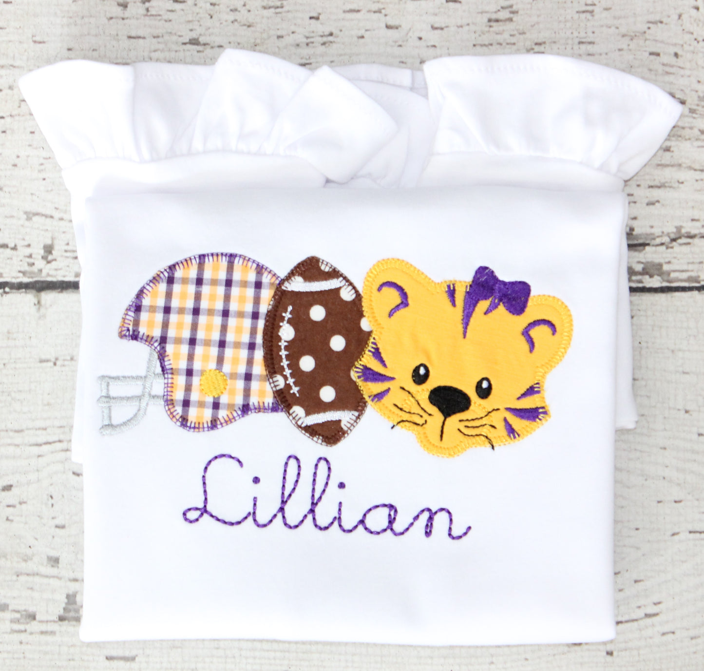 Monogrammed Tigers Football Outfit, Monogrammed LSU Baby Gift