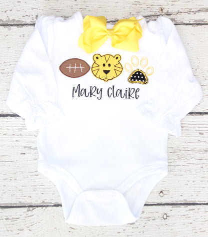 Monogrammed Wildcat Football Outfit, Monogrammed Wildcat Baby Gift