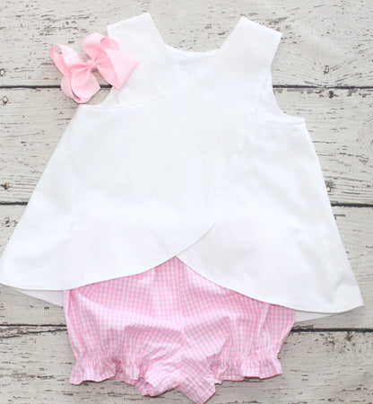 Monogrammed TWO Minnie Bloomer Set, Pink and White Bloomer Birthday Outfit