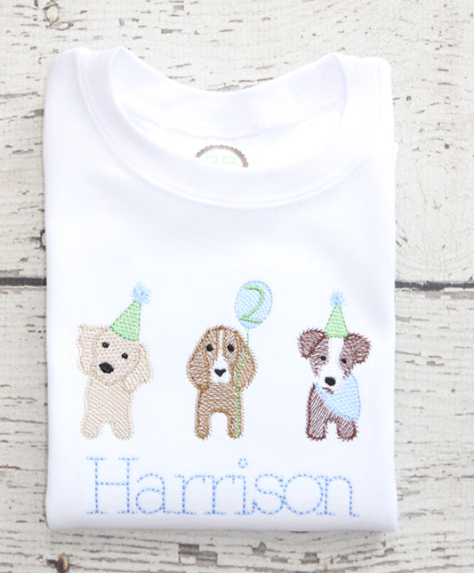 Monogrammed Puppy Dog Birthday Shirt