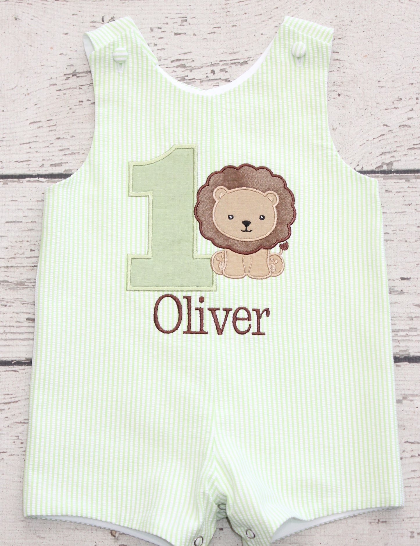 Monogrammed Lion Birthday Shortall, Monogrammed Green Jon Jon