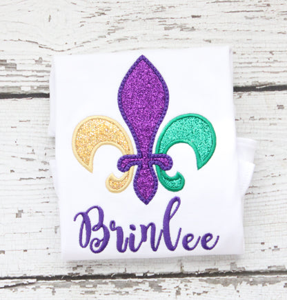 Monogrammed Fleur De Lis Mardi Gras Ruffle Shirt