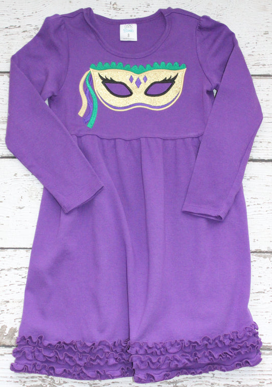 Monogrammed Mardi Gras Mask Purple Dress