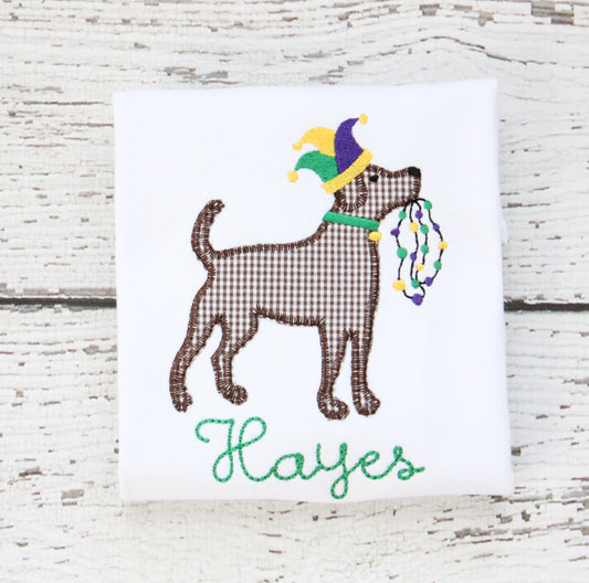 Monogrammed Mardi Gras Chocolate Lab Shirt