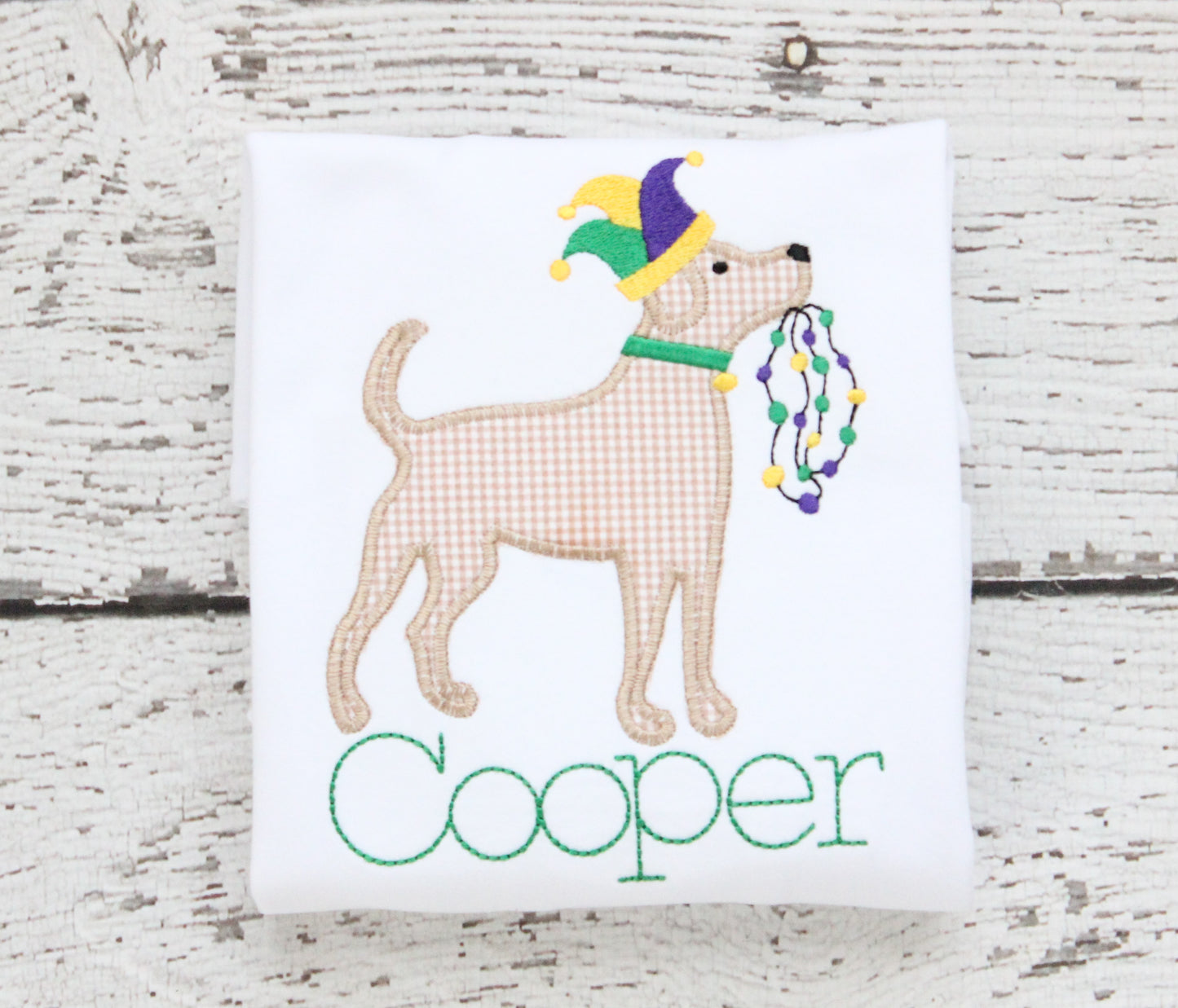 Monogrammed Mardi Gras Puppy Shirt