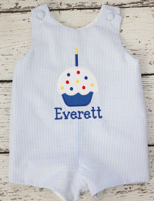 Monogrammed Cupcake Birthday Shortall, Primary Color Monogrammed Cupcake Jon jon